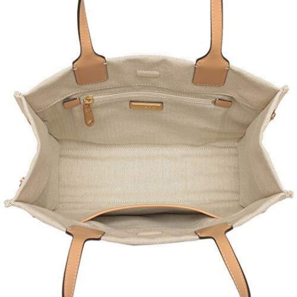 New ! Tory Burch Ella Tote Bag  Multi-COLOR Beige Large 17X13" canvas - Picture 5 of 6